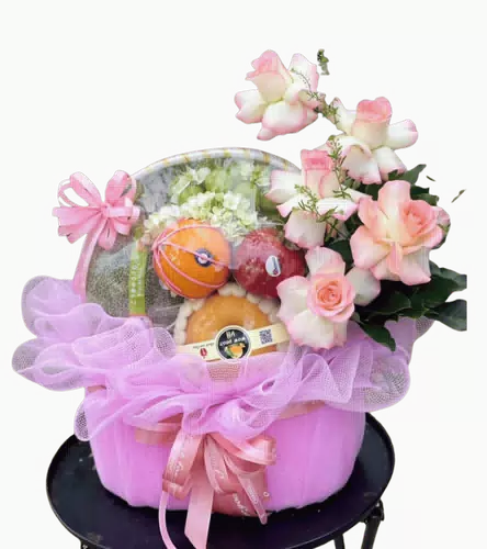 Giỏ Trái Cây Phối Lan Hồng Pastel