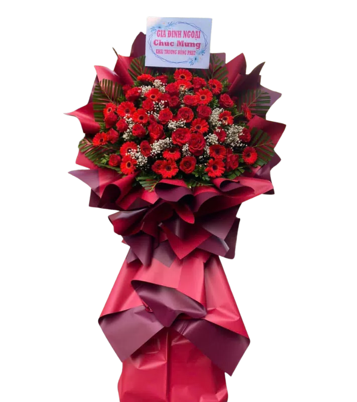 Kệ Hoa Khai Trương Đỏ Rượu Một Tầng