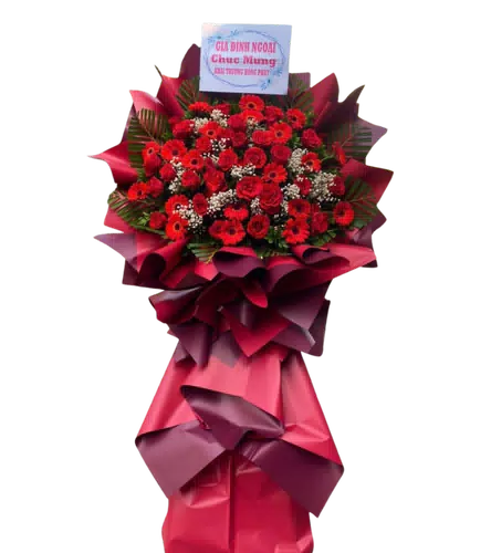 Kệ Hoa Khai Trương Đỏ Rượu Một Tầng