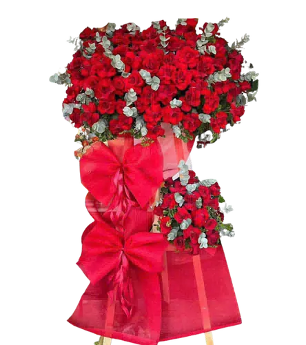 Kệ Hoa Khai Trương Hồng Đỏ Dáng Cao
