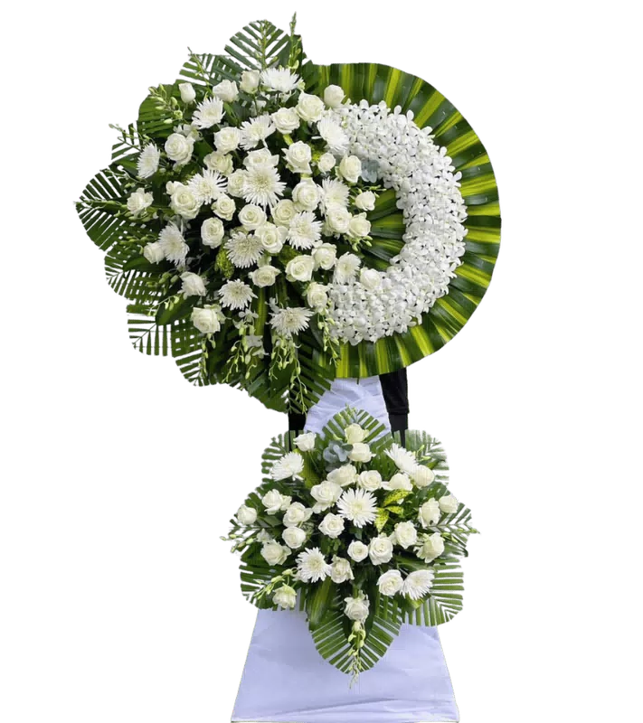 Vòng Hoa Chia Buồn Cúc Trắng Hai Tầng
