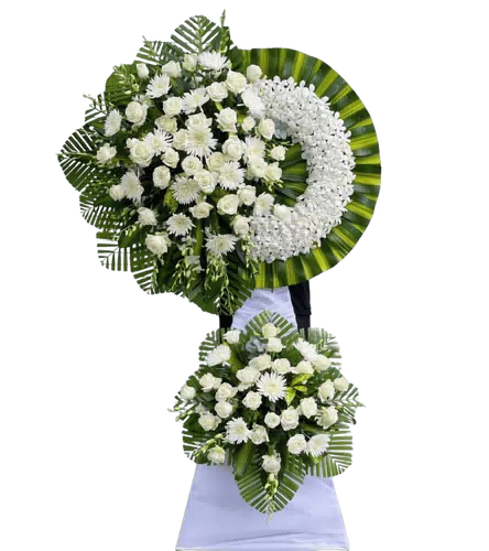 Vòng Hoa Chia Buồn Cúc Trắng Hai Tầng