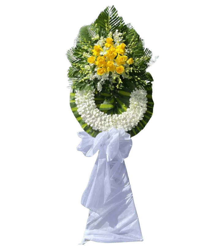 Vòng Hoa Chia Buồn Lan Vàng Trắng