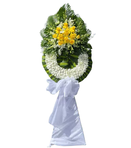 Vòng Hoa Chia Buồn Lan Vàng Trắng