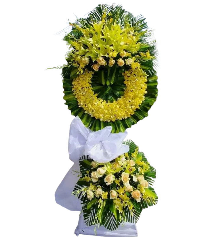 Vòng Hoa Chia Buồn Ly Vàng Hai Tầng