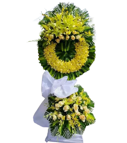 Vòng Hoa Chia Buồn Ly Vàng Hai Tầng