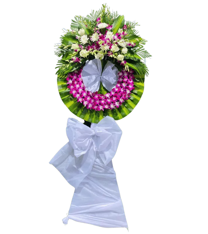 Vòng Hoa Kính Viếng Tím Trắng