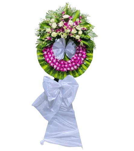 Vòng Hoa Kính Viếng Tím Trắng